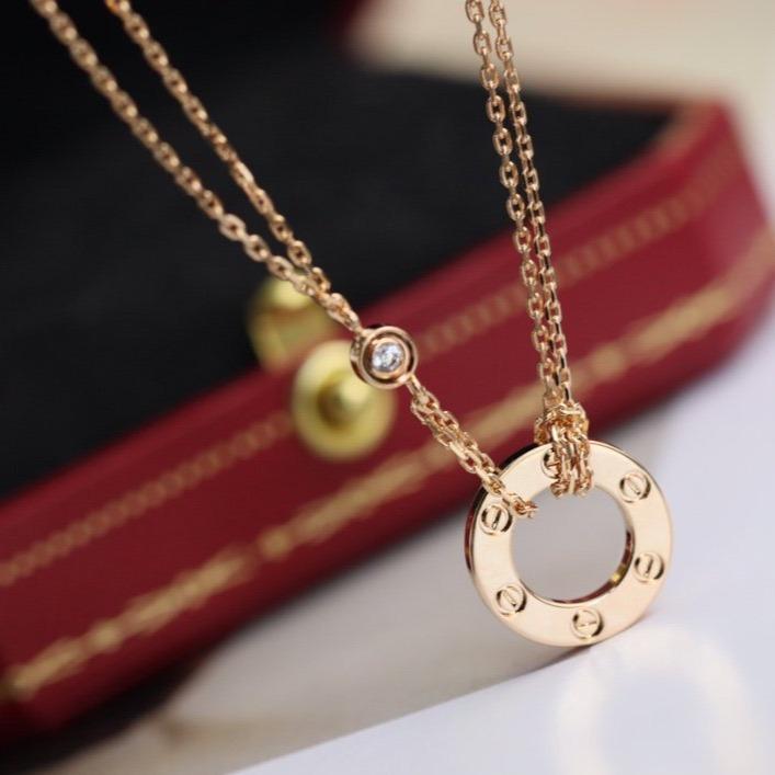 [TOPON]LOVE NECKLACE ADJUSTABLE ROSE GOLD 2 DIAMOND