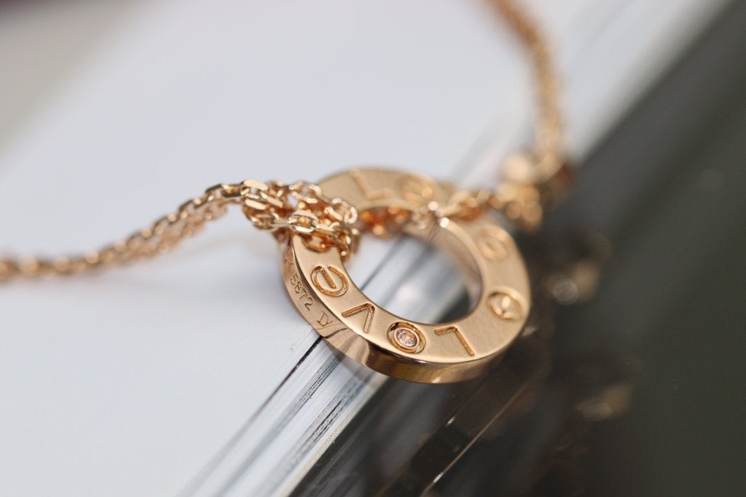 [TOPON]LOVE NECKLACE ADJUSTABLE ROSE GOLD 2 DIAMOND