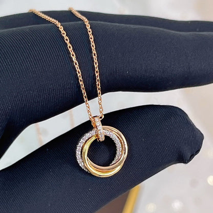 [TOPON]TRINITY NECKLACE SILVER GOLD PINK GOLD DIAMONDS