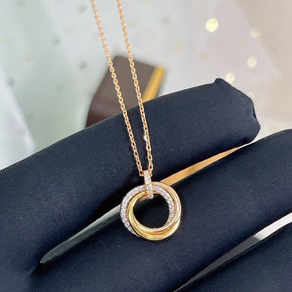 [TOPON]TRINITY NECKLACE SILVER GOLD PINK GOLD DIAMONDS