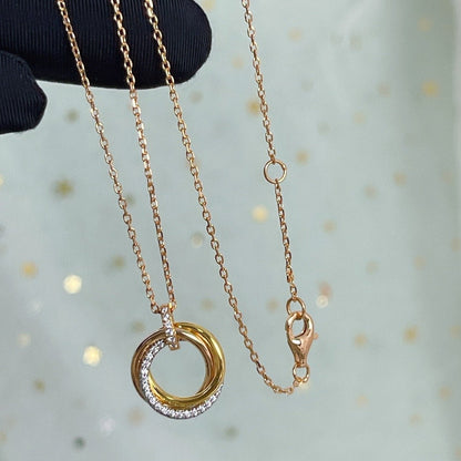 [TOPON]TRINITY NECKLACE SILVER GOLD PINK GOLD DIAMONDS