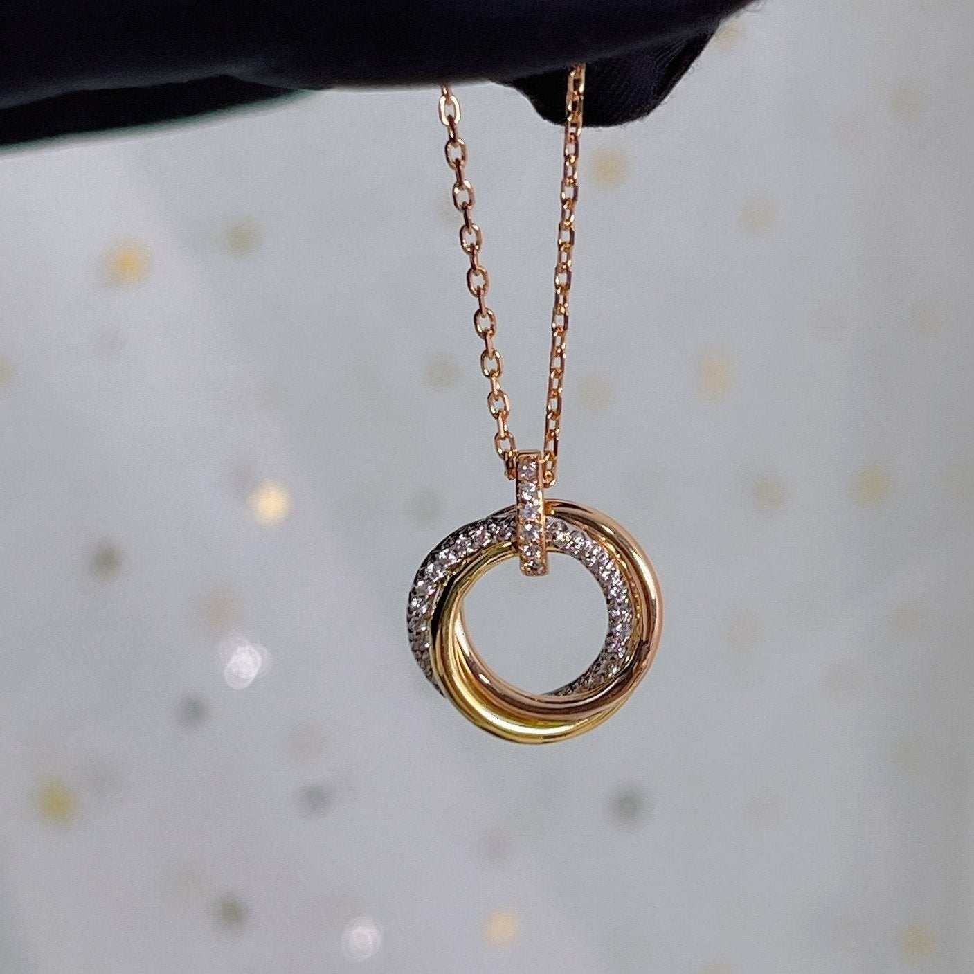 [TOPON]TRINITY NECKLACE SILVER GOLD PINK GOLD DIAMONDS