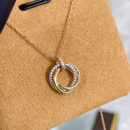 [TOPON]TRINITY NECKLACE SILVER GOLD PINK GOLD DIAMONDS