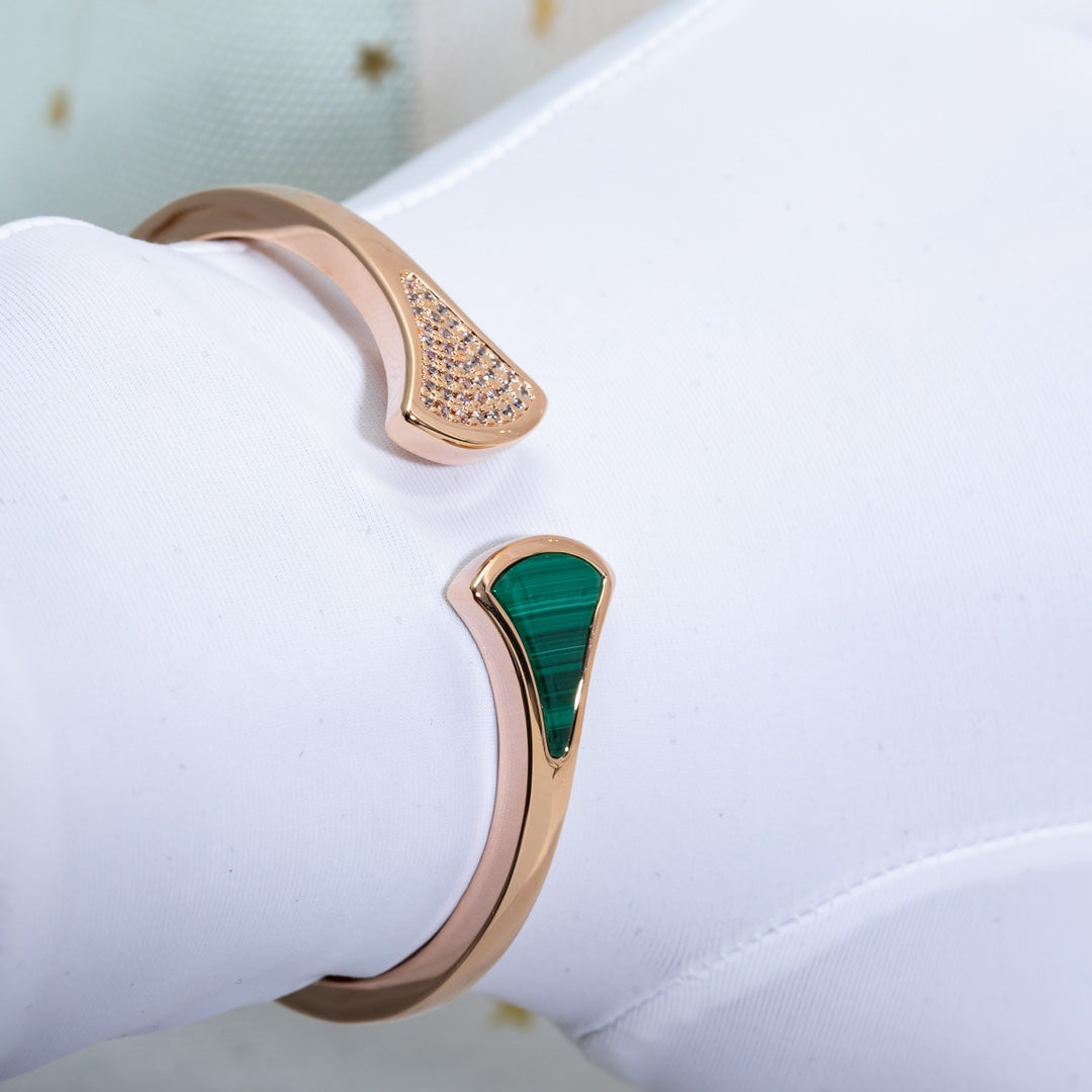 [TOPON]DREAM BRACELET OPEN MALACHITE PINK GOLD