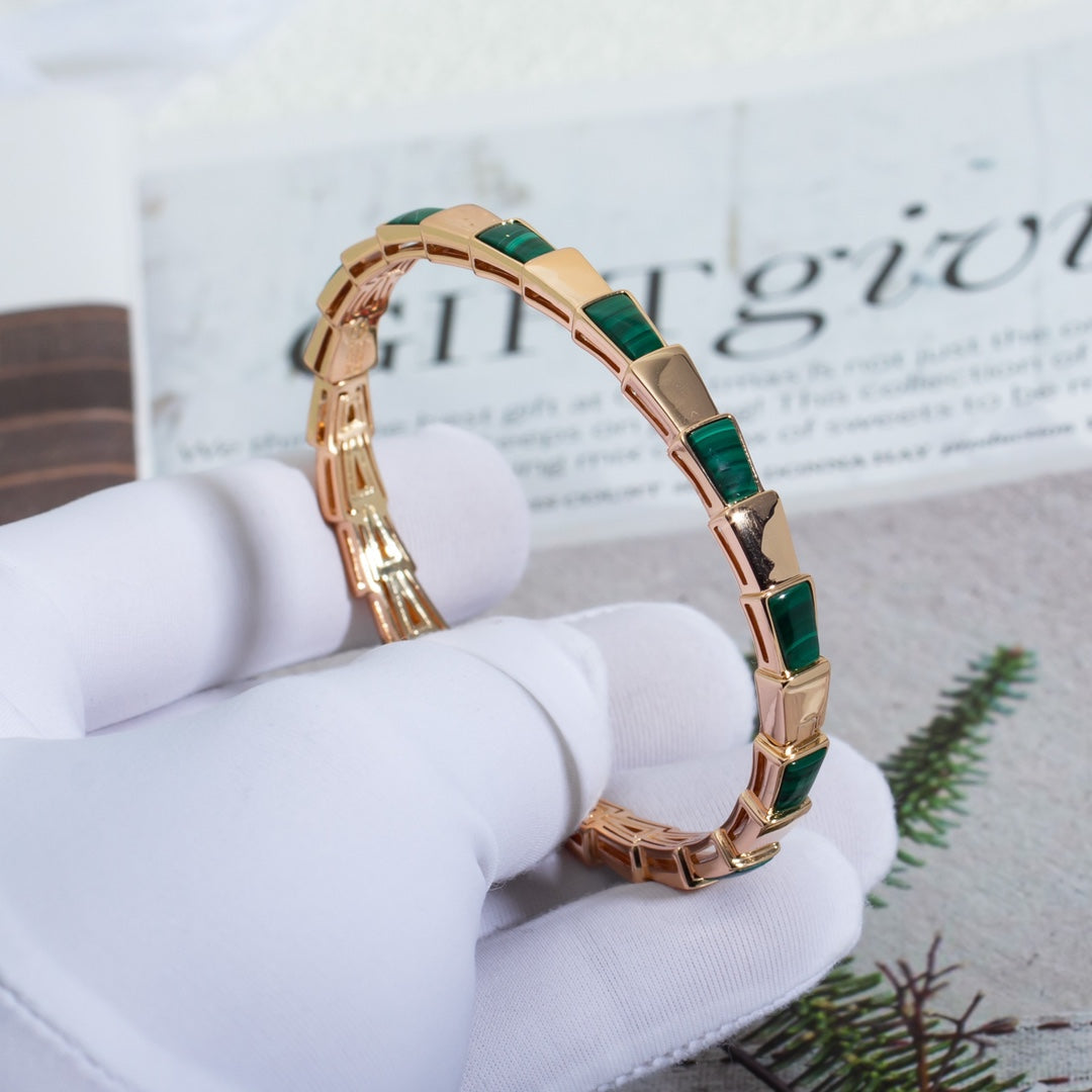 [TOPON]SERPENTI BRACELET PINK GOLD MALACHITE