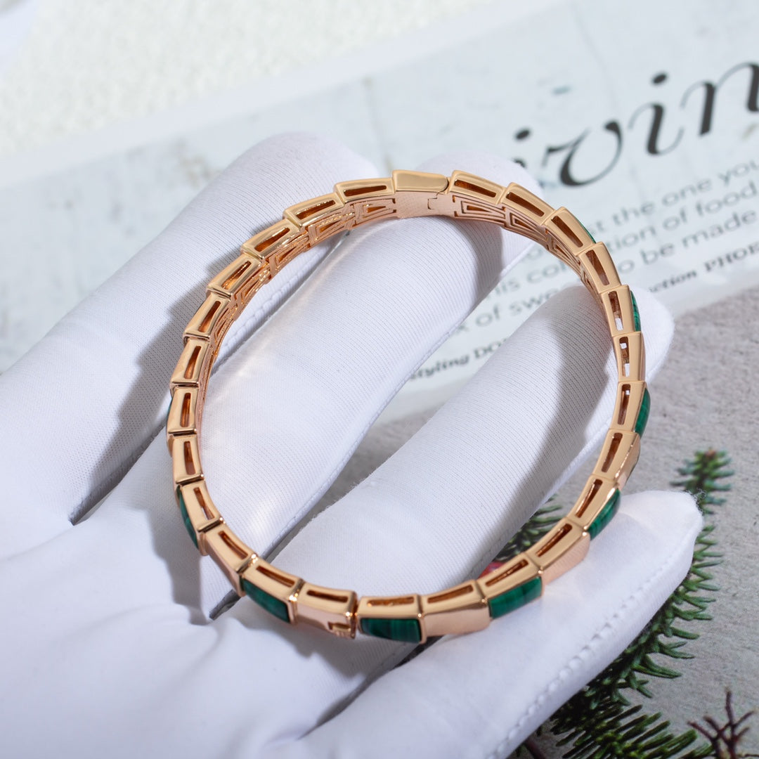 [TOPON]SERPENTI BRACELET PINK GOLD MALACHITE