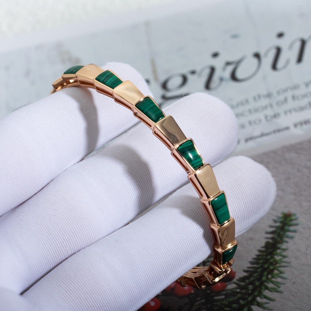 [TOPON]SERPENTI BRACELET PINK GOLD MALACHITE