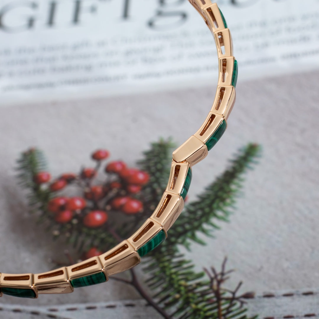 [TOPON]SERPENTI BRACELET PINK GOLD MALACHITE