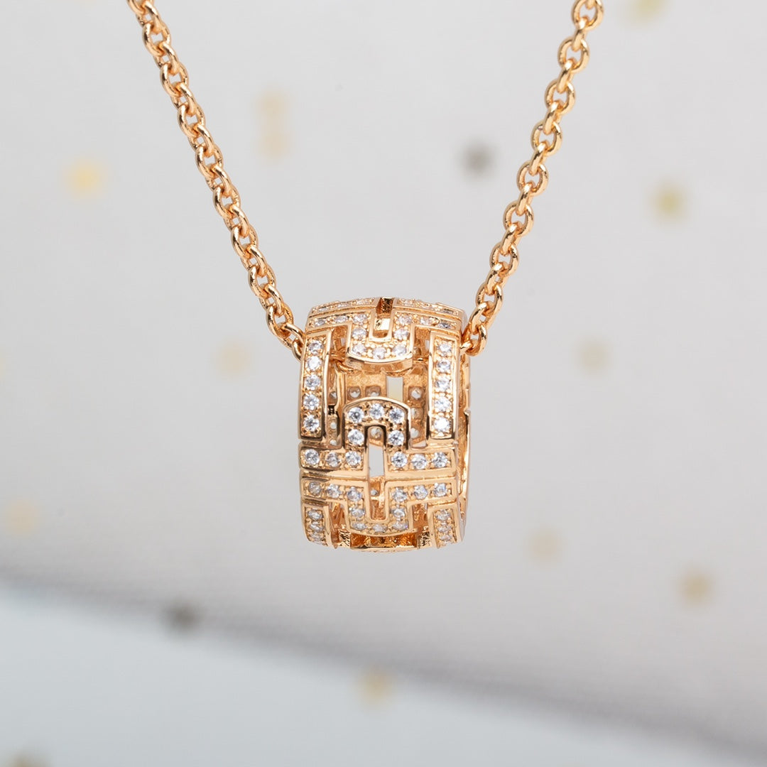 [TOPON]PARENTESI NECKLACE PINK GOLD DIAMOND