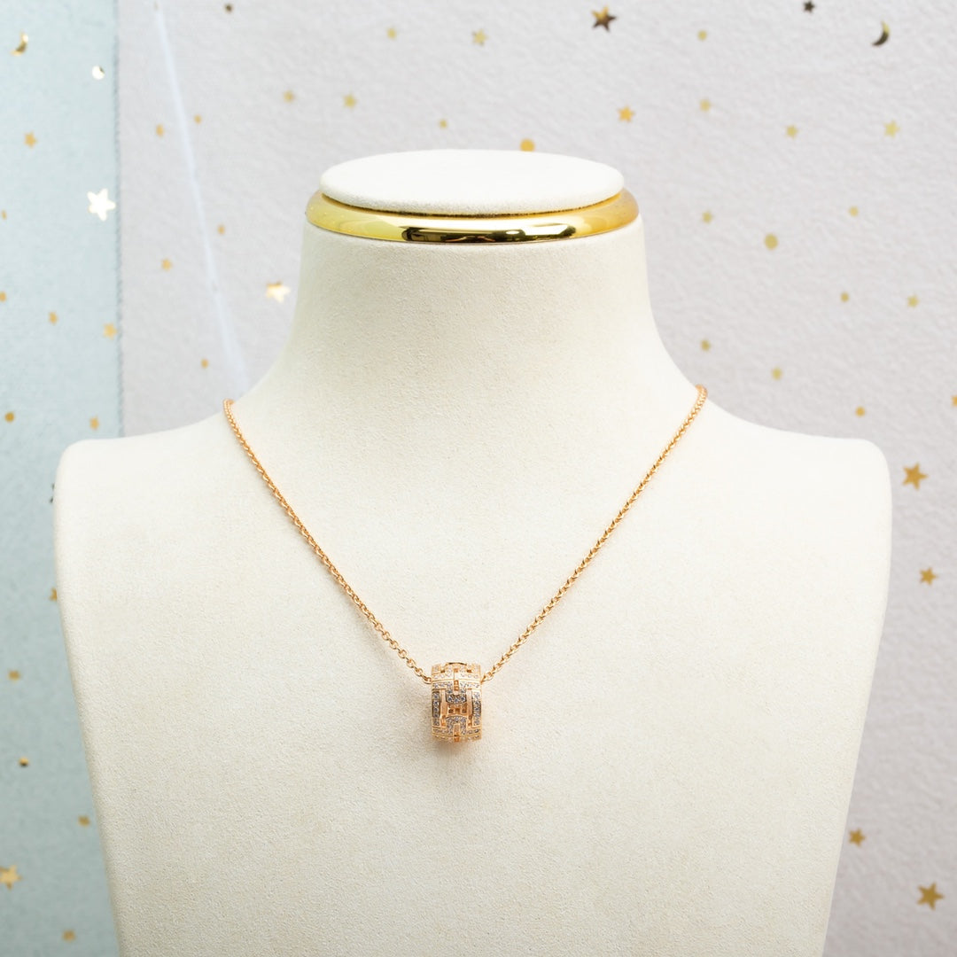 [TOPON]PARENTESI NECKLACE PINK GOLD DIAMOND