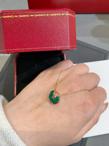 [TOPON]AMULETTE ROSE GOLD MALACHITE NECKLACE