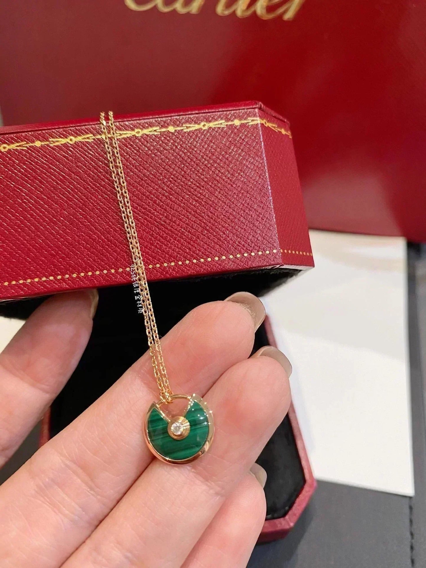 [TOPON]AMULETTE ROSE GOLD MALACHITE NECKLACE