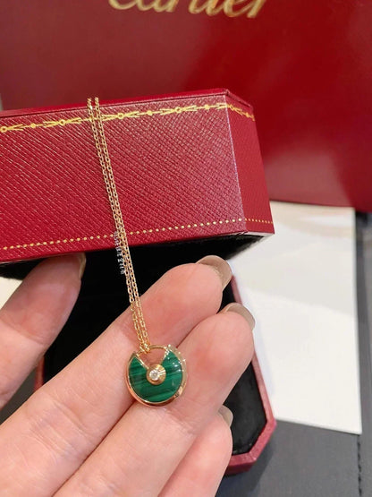 [TOPON]AMULETTE ROSE GOLD MALACHITE NECKLACE