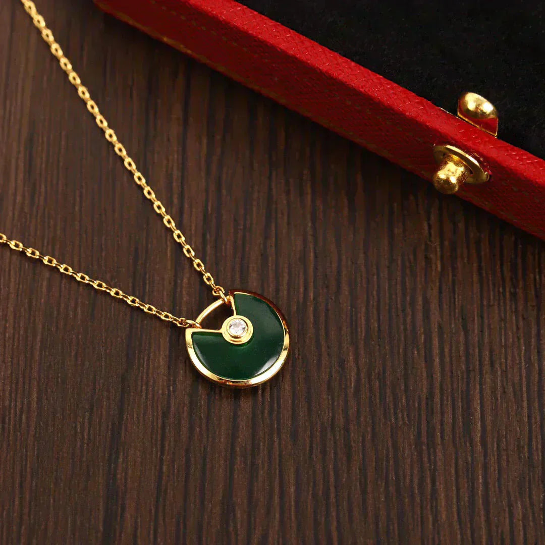 [TOPON]AMULETTE GOLD MALACHITE NECKLACE