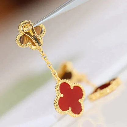 [TOPON]CLOVER  2 MOTIF  TIGER EYE CARNELIAN EARRINGS