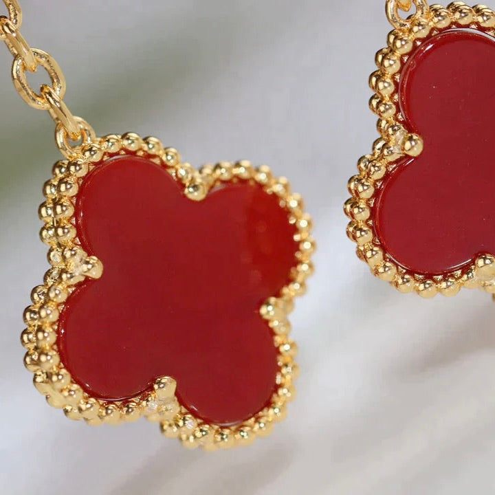 [TOPON]CLOVER  2 MOTIF  TIGER EYE CARNELIAN EARRINGS