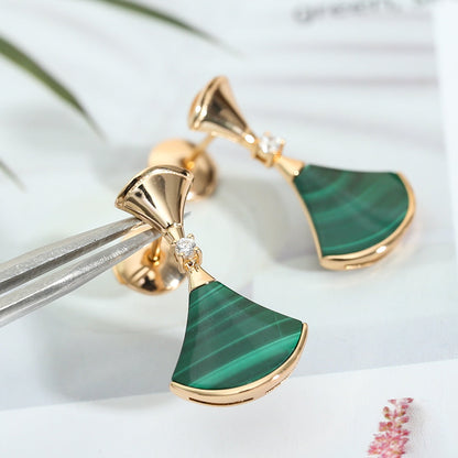 [TOPON]DREAM MALACHITE PINK GOLD EARRINGS