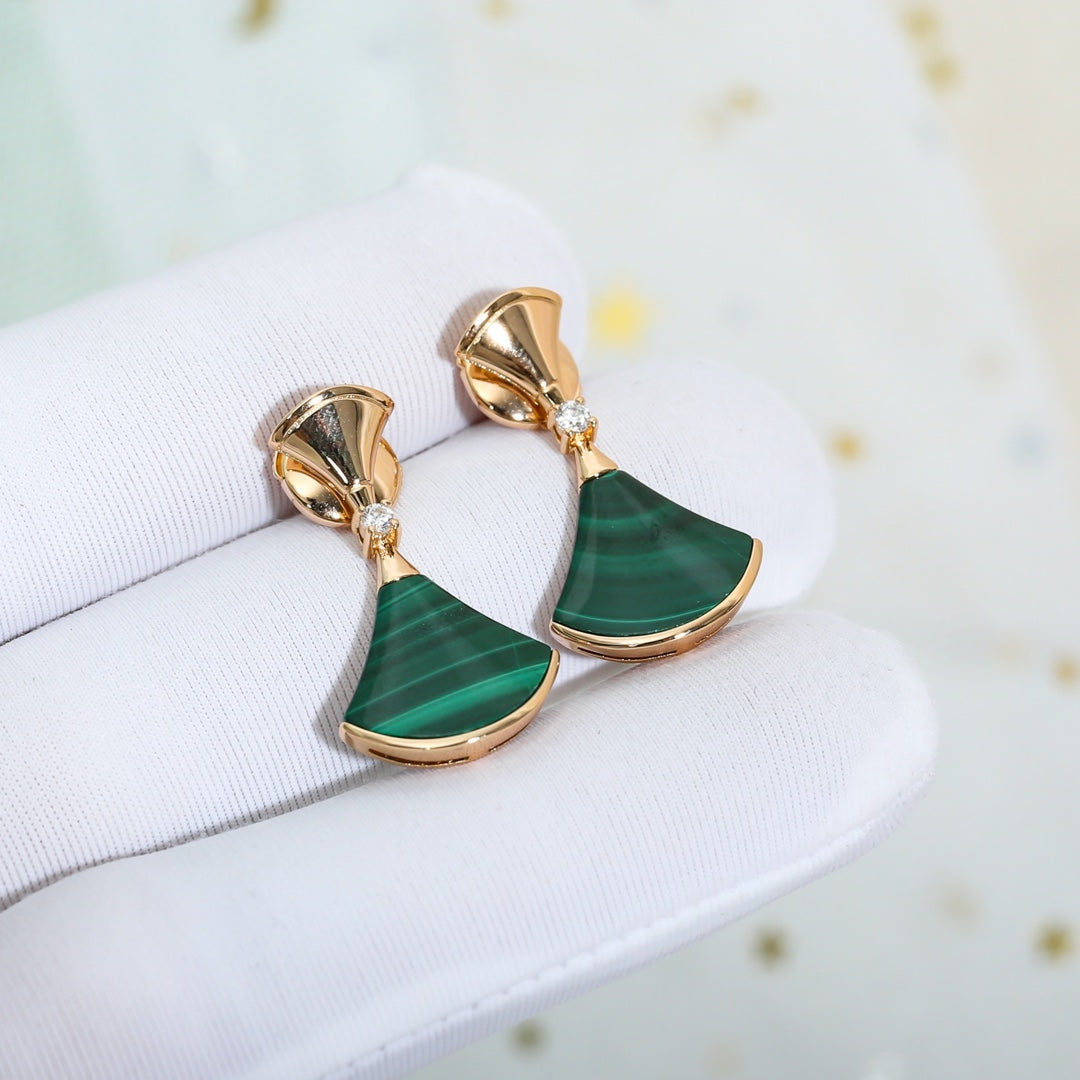 [TOPON]DREAM MALACHITE PINK GOLD EARRINGS