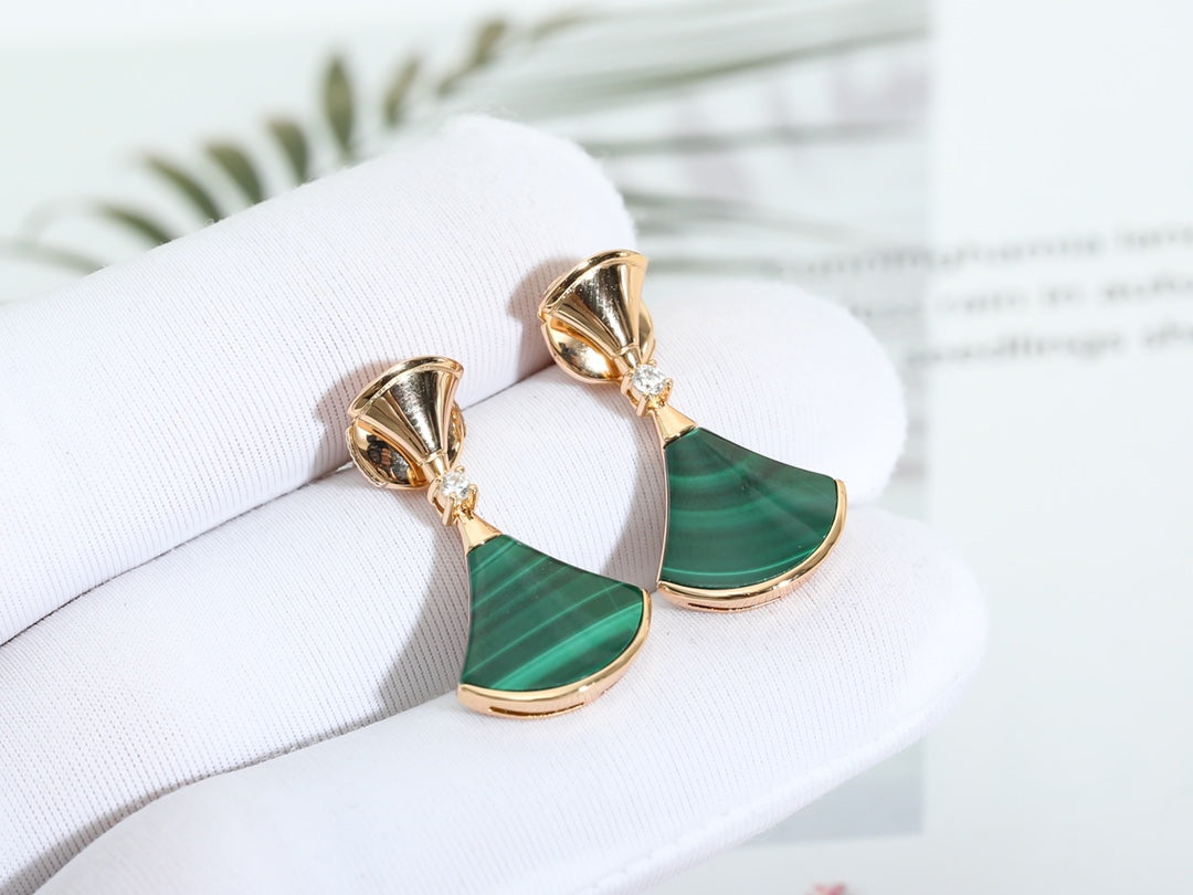 [TOPON]DREAM MALACHITE PINK GOLD EARRINGS