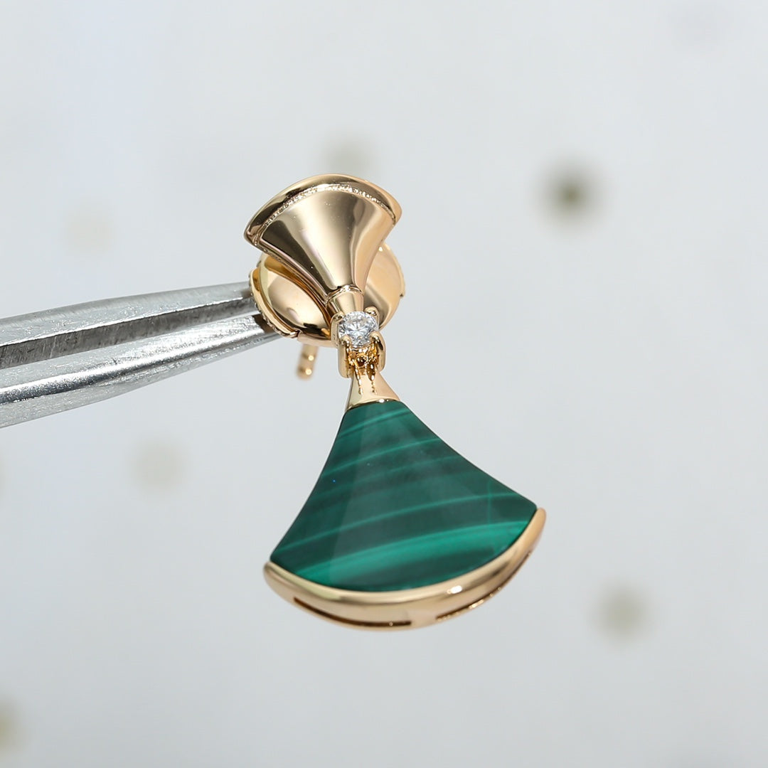 [TOPON]DREAM MALACHITE PINK GOLD EARRINGS