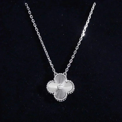 [TOPON]CLOVER  15MM DIAMOND LASER NECKLACE SILVER