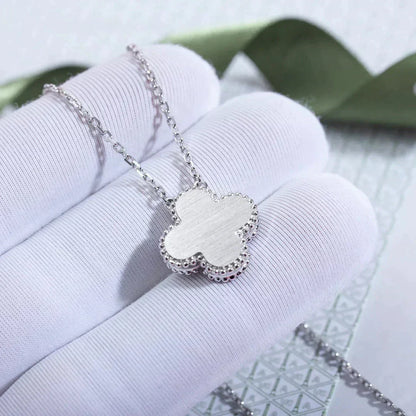 [TOPON]CLOVER  15MM DIAMOND LASER NECKLACE SILVER