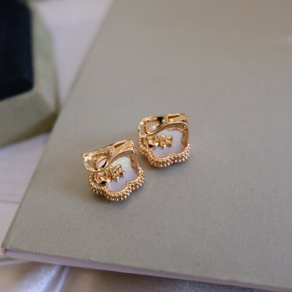 [TOPON]LUCKY PINK GOLD WHITE MOP EARRINGS