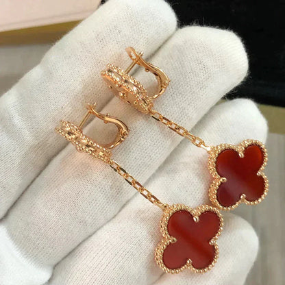 [TOPON]CLOVER 2 MOTIF  LASER CARNELIAN EARRINGS