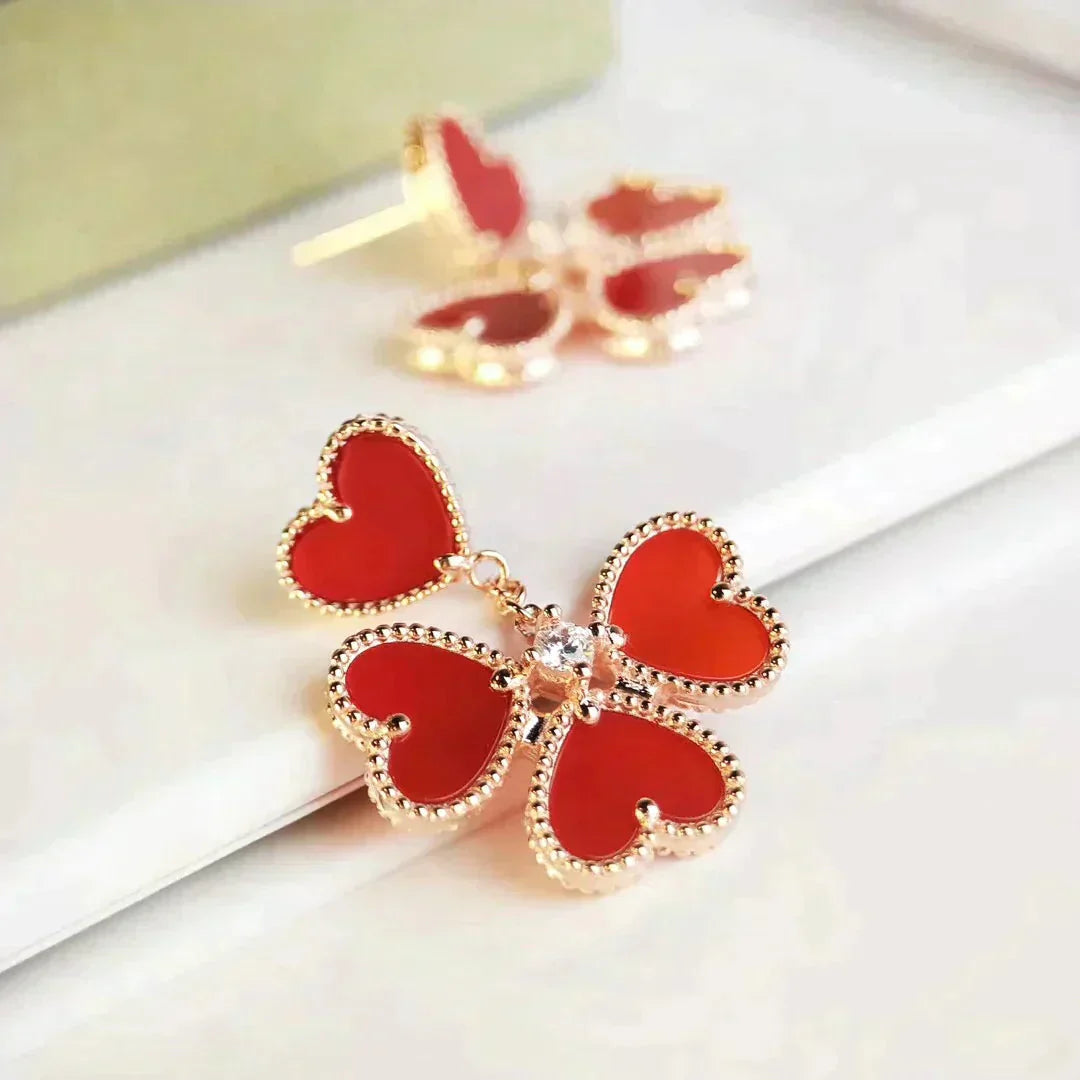 [TOPON]SWEET CLOVER CARNELIAN EARRINGS