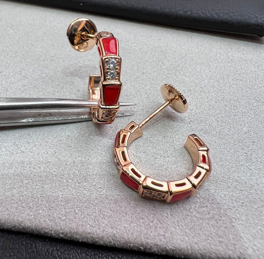 [TOPON]SERPENTI CARNELIAN PINK GOLD EARRINGS