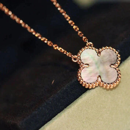 [TOPON]CLOVER 15MM  GRAY MOTHER OF PEARL NECKLACE