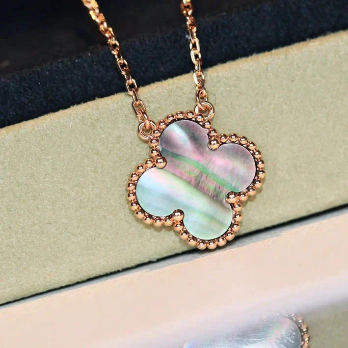 [TOPON]CLOVER 15MM  GRAY MOTHER OF PEARL NECKLACE