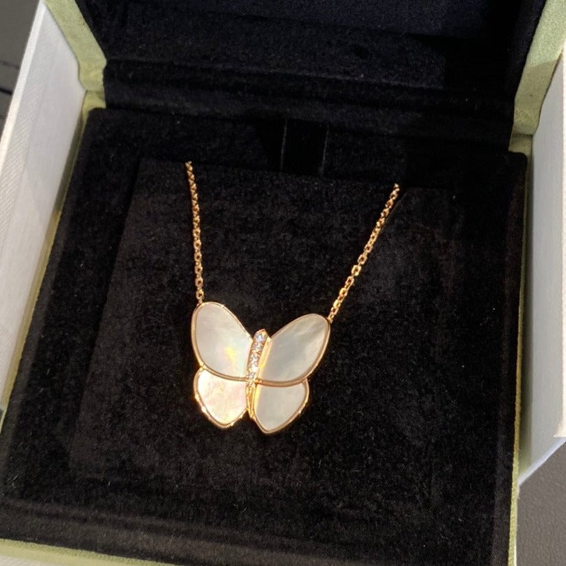 [TOPON]BUTTERFLY GOLD MOP DIAMOND NECKLACE