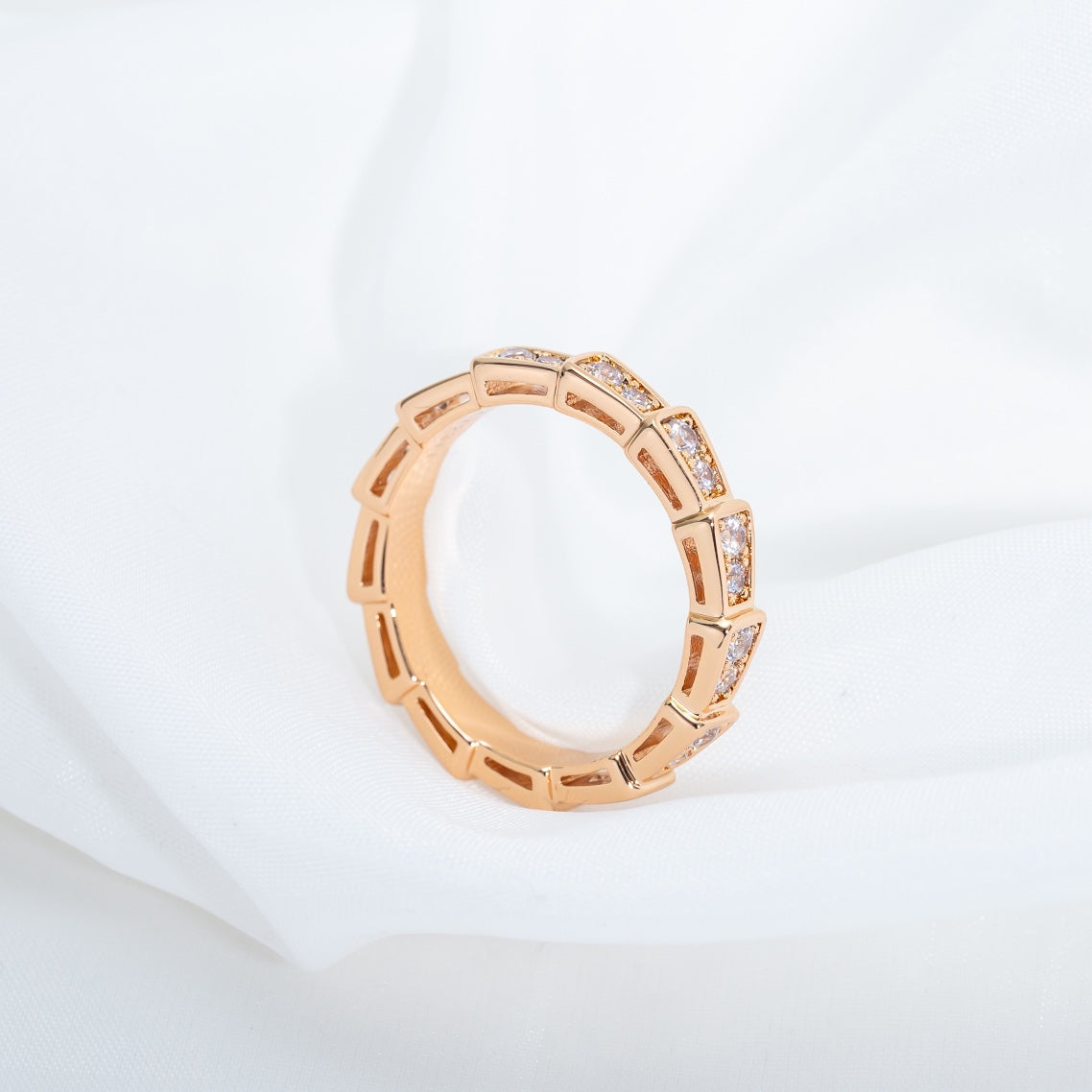 [TOPON]SERPENTI RING PINK GOLD DIAMOND PAVED 3MM