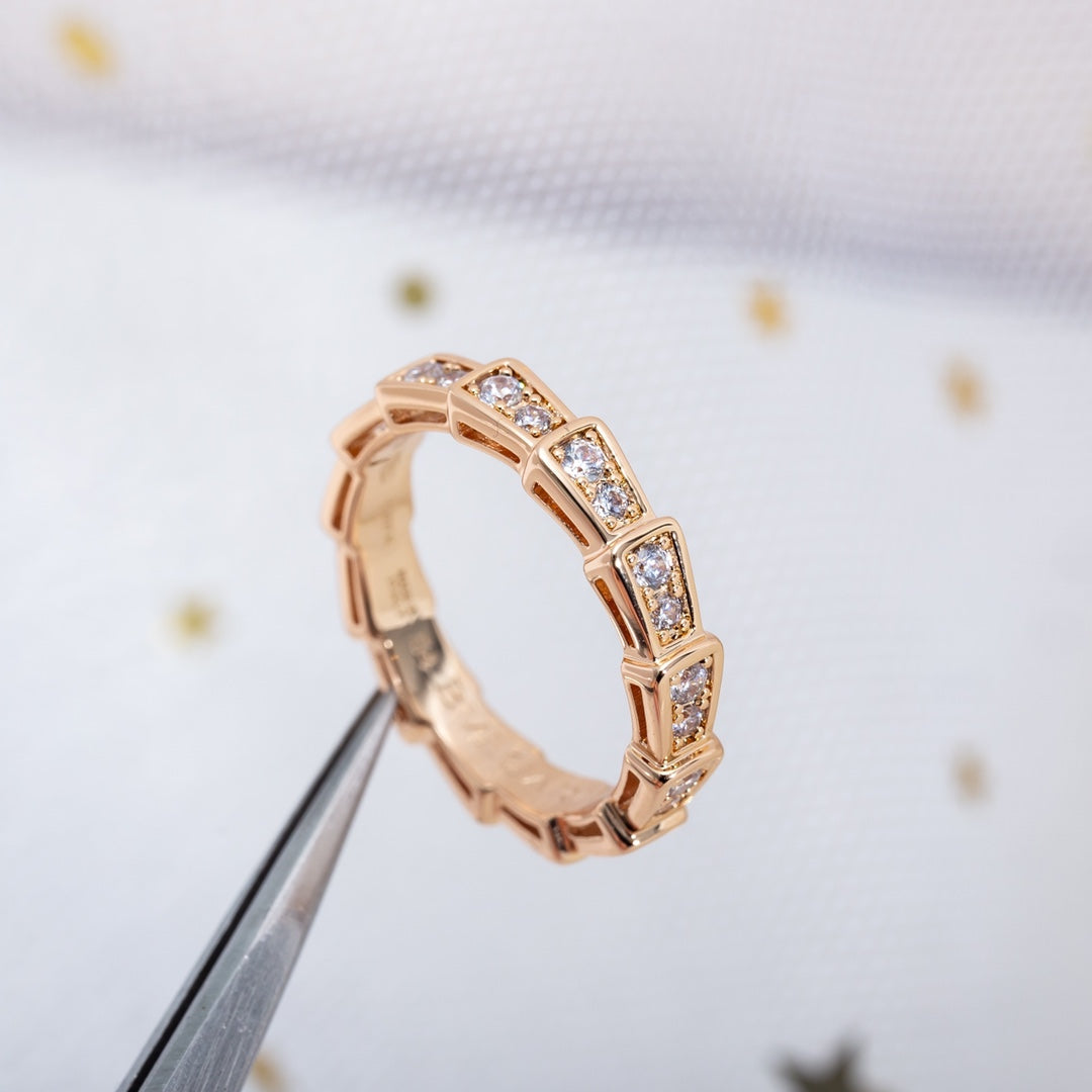 [TOPON]SERPENTI RING PINK GOLD DIAMOND PAVED 3MM