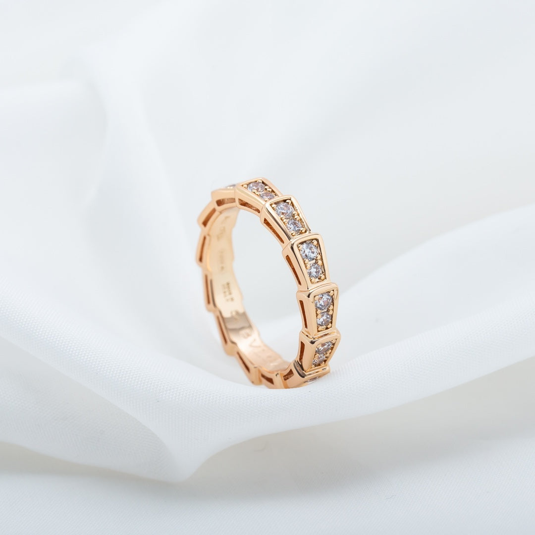 [TOPON]SERPENTI RING PINK GOLD DIAMOND PAVED 3MM