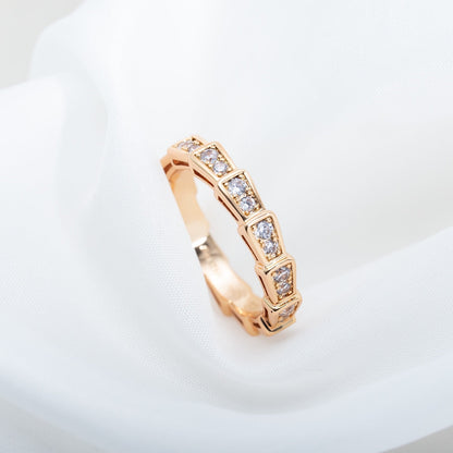 [TOPON]SERPENTI RING PINK GOLD DIAMOND PAVED 3MM