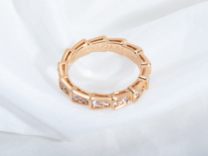 [TOPON]SERPENTI RING PINK GOLD DIAMOND PAVED 3MM