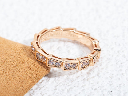 [TOPON]SERPENTI RING PINK GOLD DIAMOND PAVED 3MM