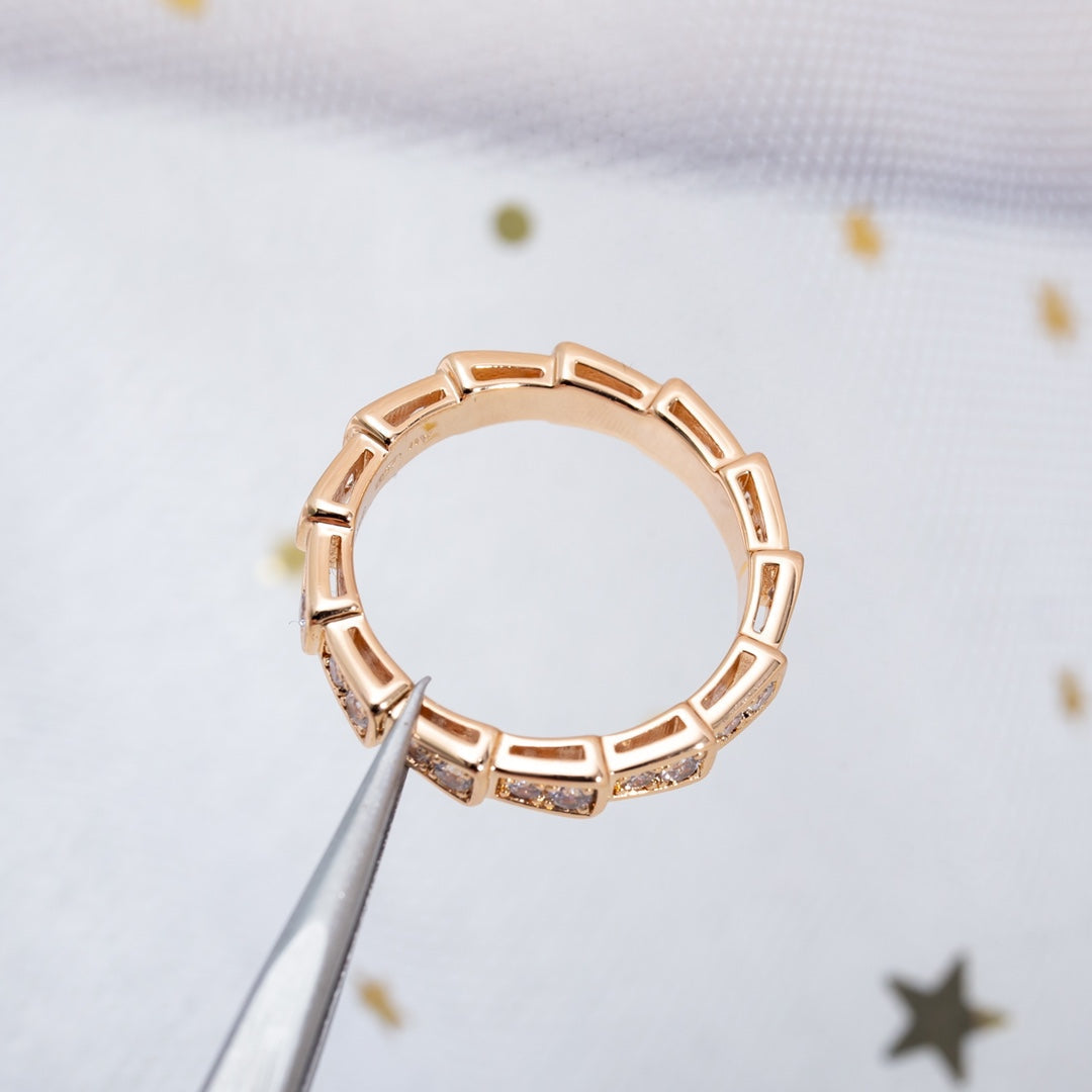 [TOPON]SERPENTI RING PINK GOLD DIAMOND PAVED 3MM