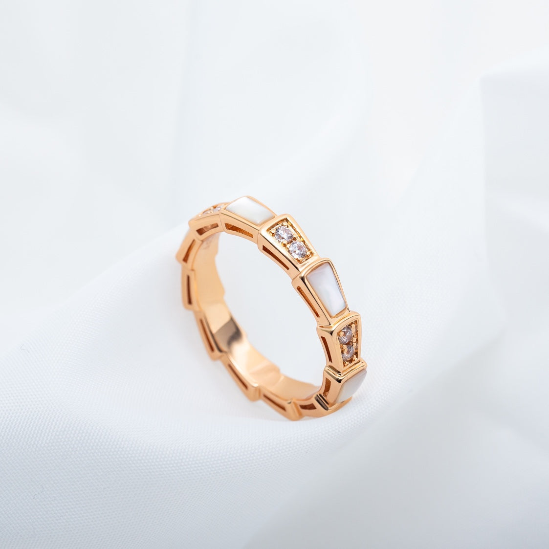 [TOPON]SERPENTI RING PINK GOLD DIAMOND MOP 3MM