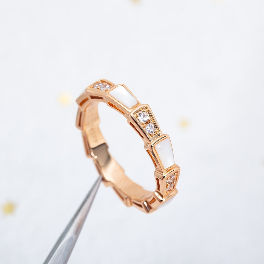 [TOPON]SERPENTI RING PINK GOLD DIAMOND MOP 3MM