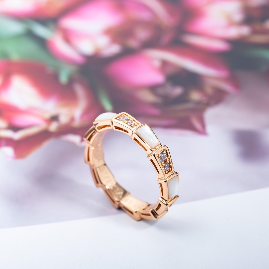 [TOPON]SERPENTI RING PINK GOLD DIAMOND MOP 3MM