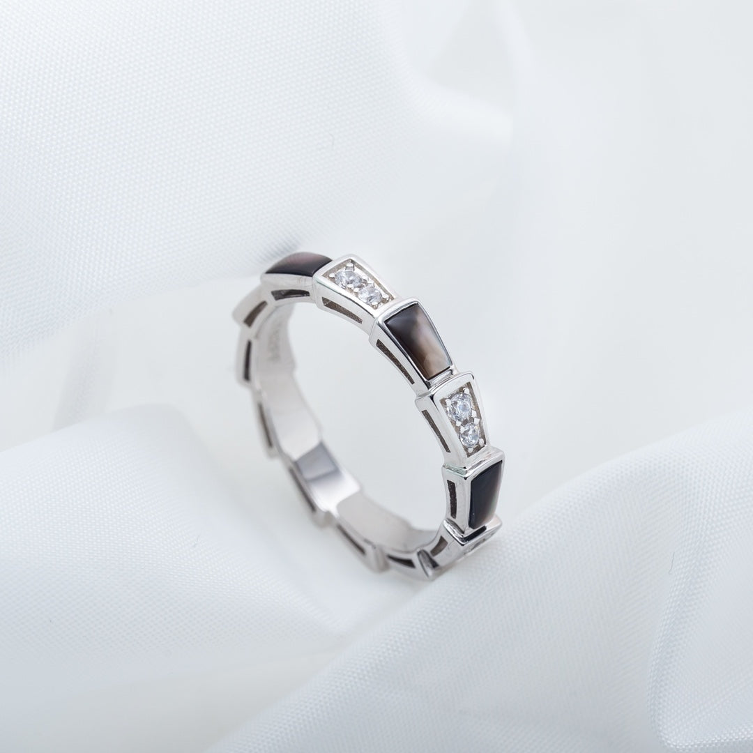 [TOPON]SERPENTI RING SILVER  DIAMOND BLACK MOP 3MM