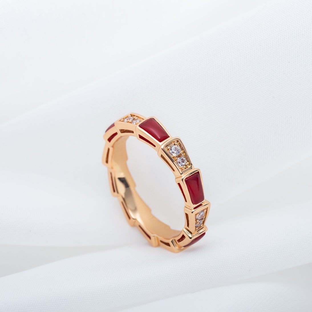 [TOPON]SERPENTI RING PINK GOLD CARNELIAN DIAMOND 3MM