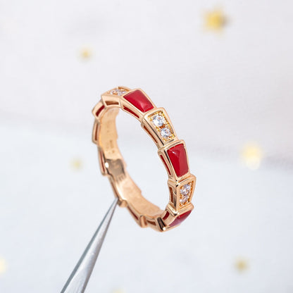 [TOPON]SERPENTI RING PINK GOLD CARNELIAN DIAMOND 3MM