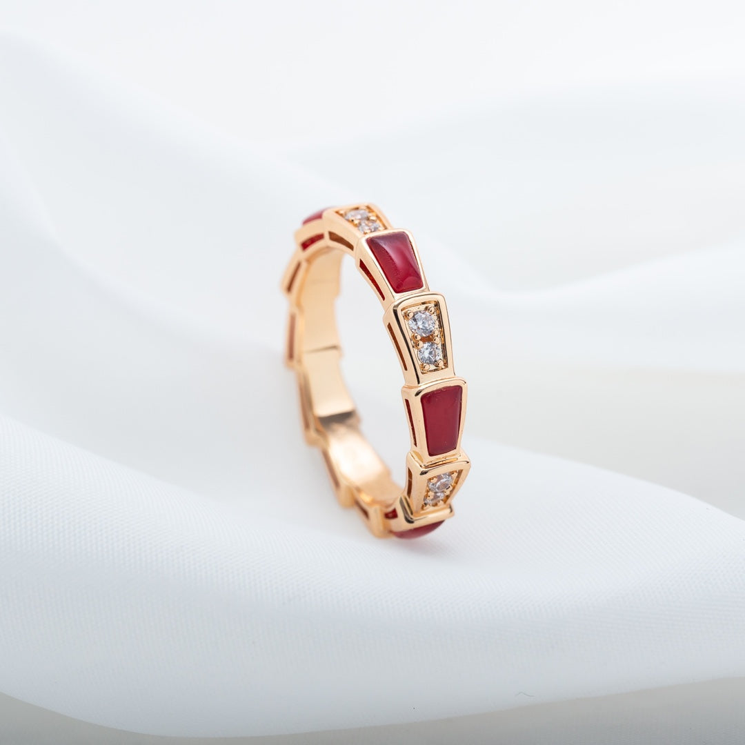 [TOPON]SERPENTI RING PINK GOLD CARNELIAN DIAMOND 3MM