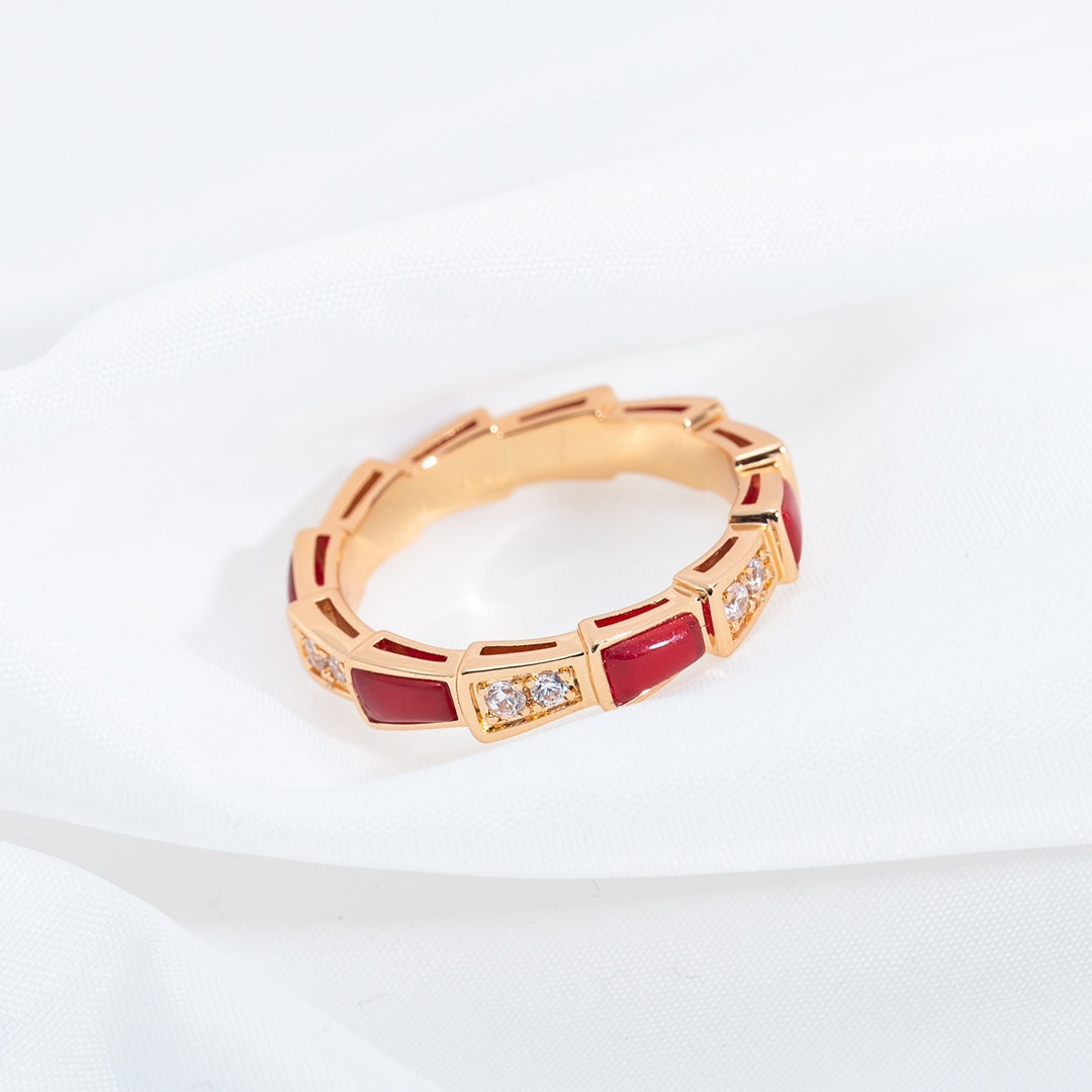 [TOPON]SERPENTI RING PINK GOLD CARNELIAN DIAMOND 3MM