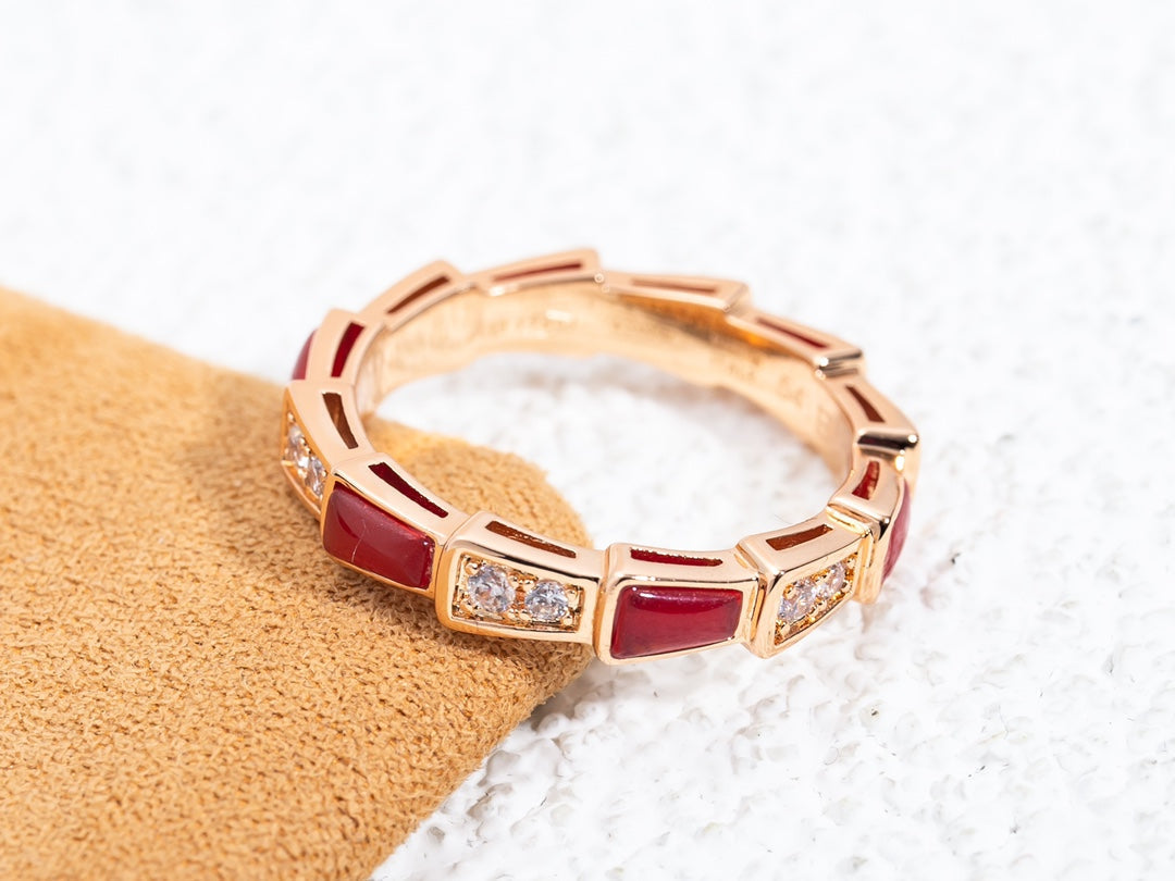 [TOPON]SERPENTI RING PINK GOLD CARNELIAN DIAMOND 3MM