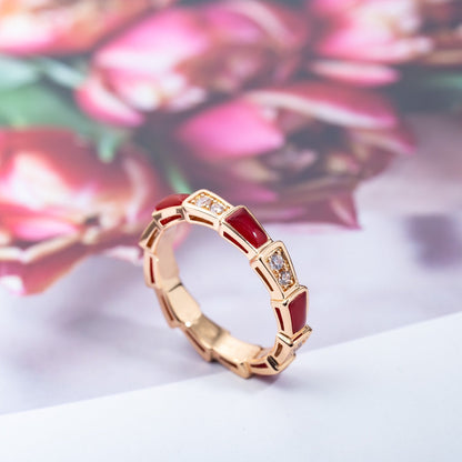 [TOPON]SERPENTI RING PINK GOLD CARNELIAN DIAMOND 3MM